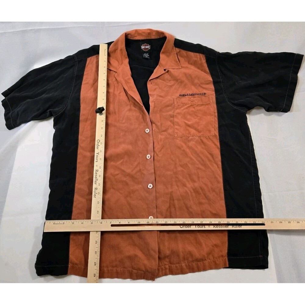 VTG Harley Davidson Short Sleeve Shirt Mens XL Orange Black Biker Motorcycle’s
